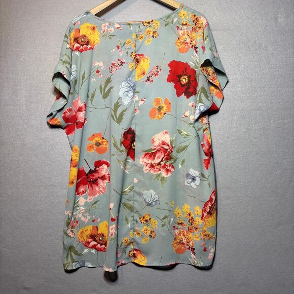 Umgee USA Floral Tunic Top M Boho Romantic Cottagecore Semi Sheer Lightweight - Picture 2 of 7